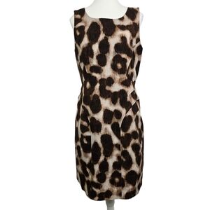 Calvin Klein Leopard Print Mini Dress in Brown and Cream